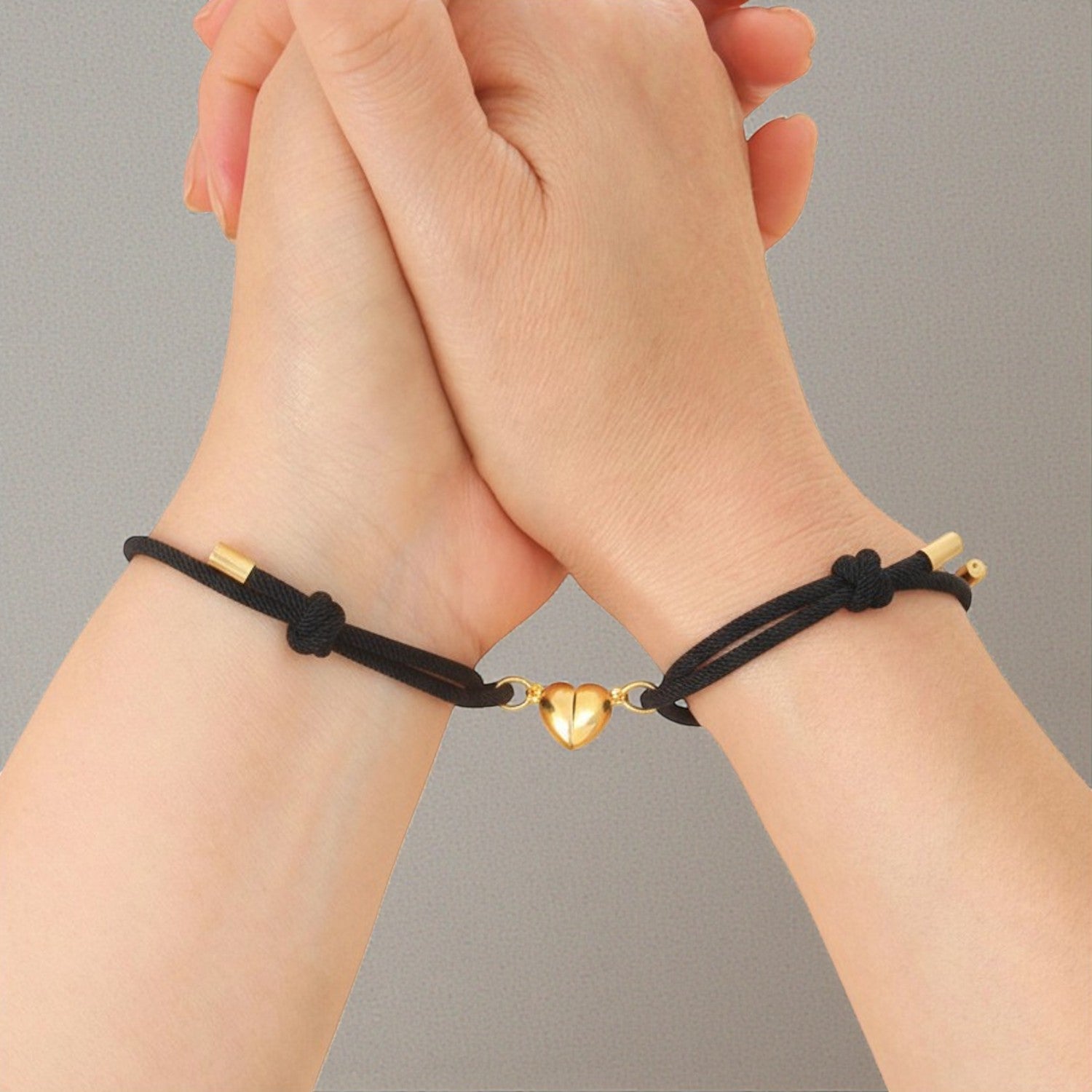 Armband Set Schwestern Schwarz Gold Geschenkbox modern Sisters by heart Karma