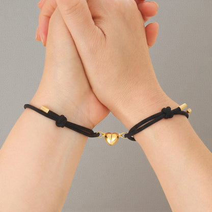 Armband Set Schwestern Schwarz Gold Geschenkbox modern Sisters by heart Karma