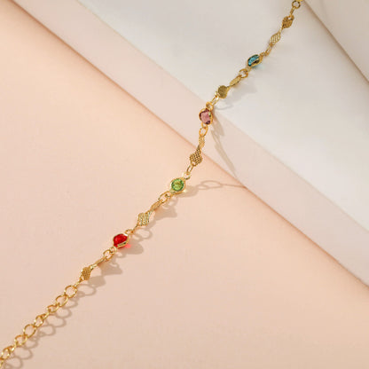 Fußkettchen Gold bunt Kristalle