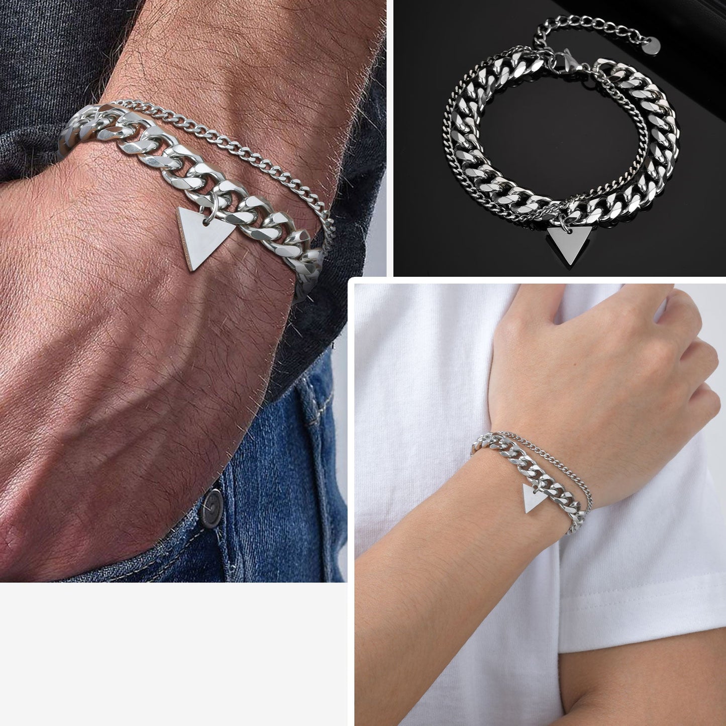 Armband Herren Edelstahl Silber modern KARMA