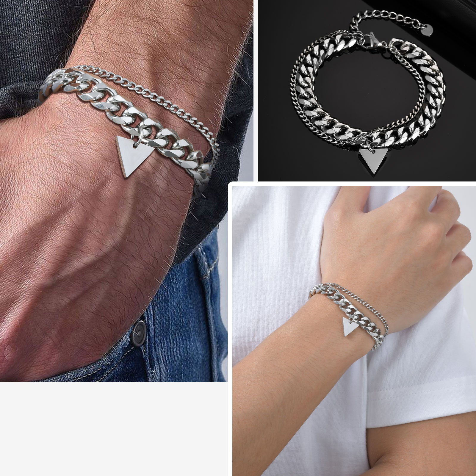Armband Herren Edelstahl Silber modern KARMA