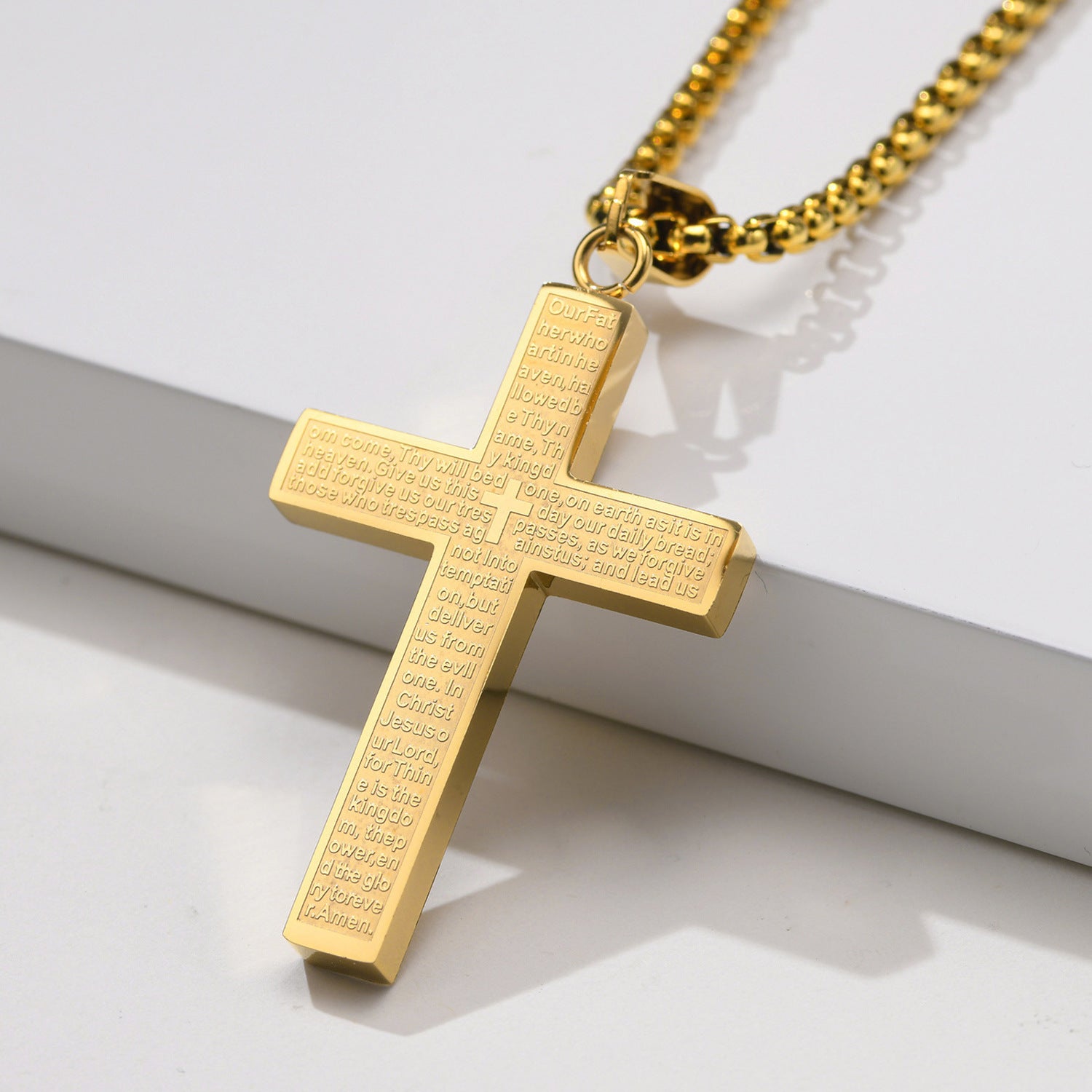 Halskette Kreuz Edelstahl Gold Schwarz oder Silber KARMA