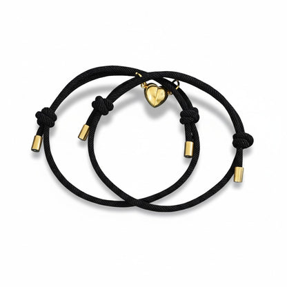 Armband Set Schwestern Schwarz Gold Geschenkbox modern Sisters by heart Karma