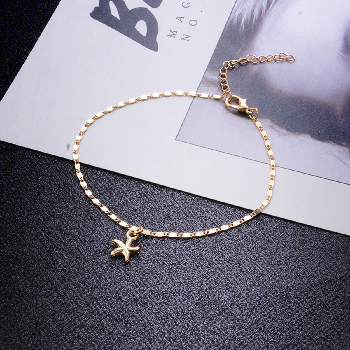 Fußkette Seestern Gold verstellbares Fußkettchen modern Sommerschmuck Fußschmuck Karma