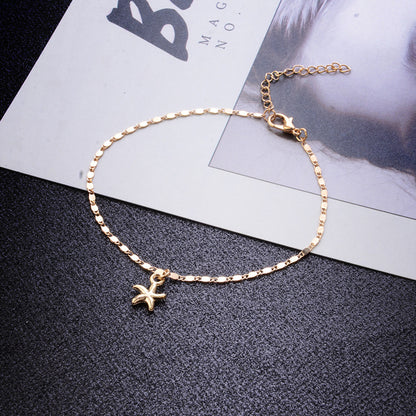 Fußkette Seestern Gold verstellbares Fußkettchen modern Sommerschmuck Fußschmuck Karma