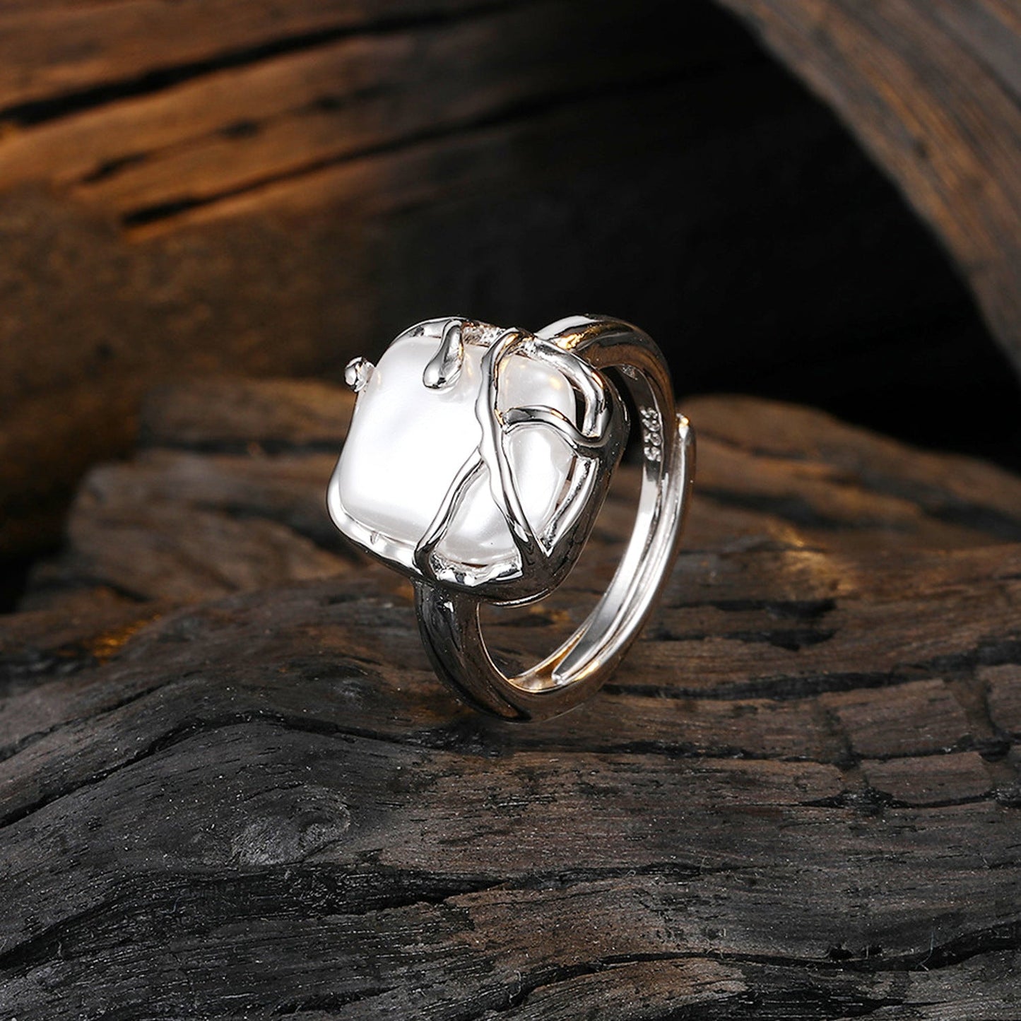 Dam,enring mit Muschelperle Silber 925 KARMA