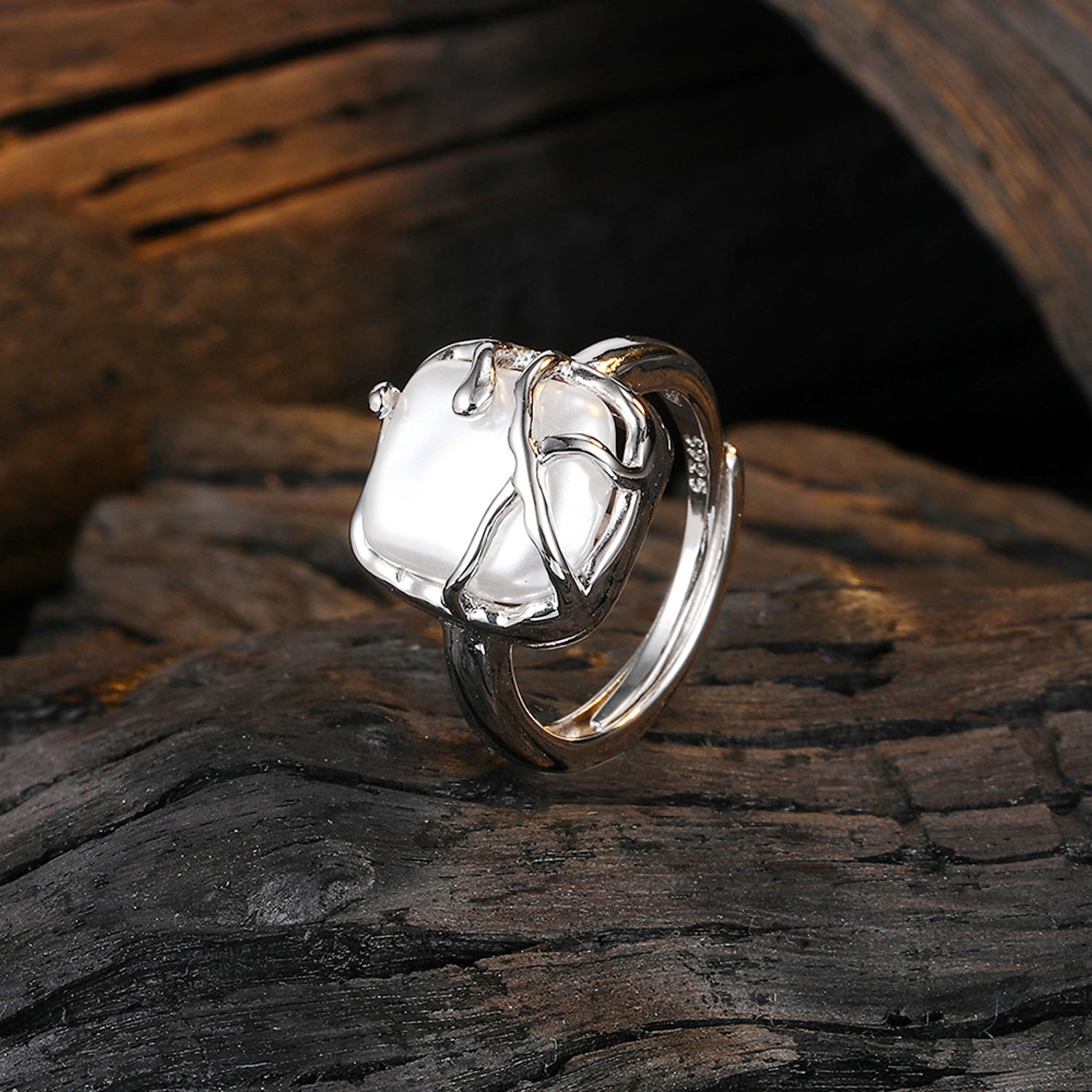 Dam,enring mit Muschelperle Silber 925 KARMA