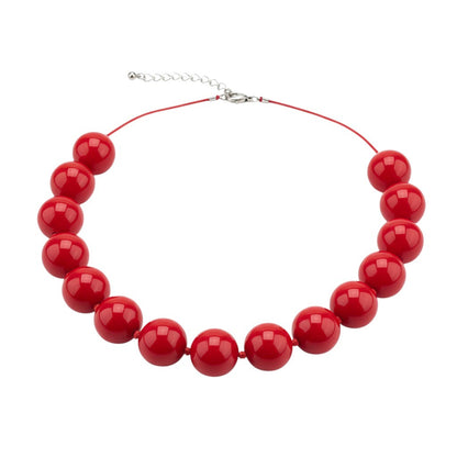 Halskette mit XL Acryl Perlen Rot 45 cm Damen Statement Kette bunt Karma