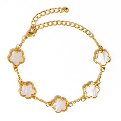 Armband Blume Gold Weiß 17 cm Damenarmband Blumenarmband Karma