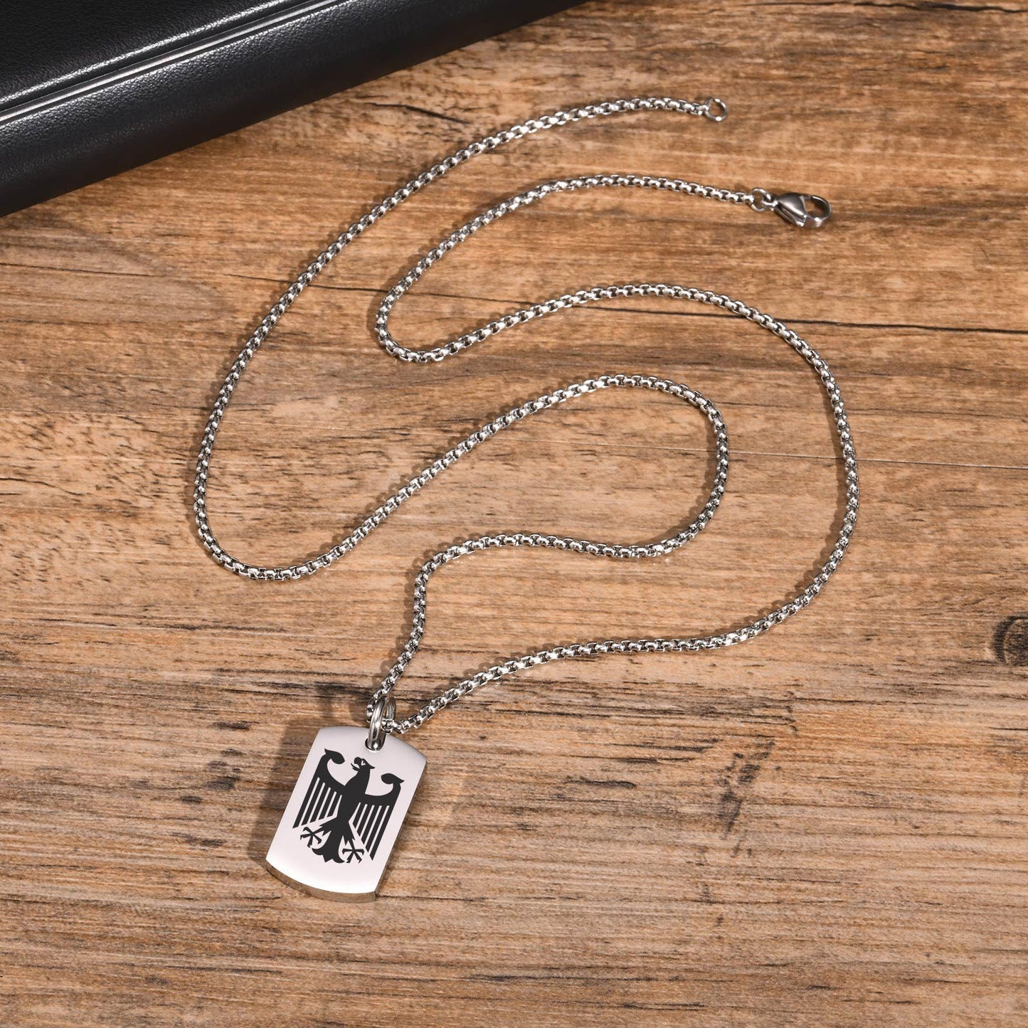 Halskette Adler Silber Edelstahl modern Herren Kette wasserfest hypoallergen Karma