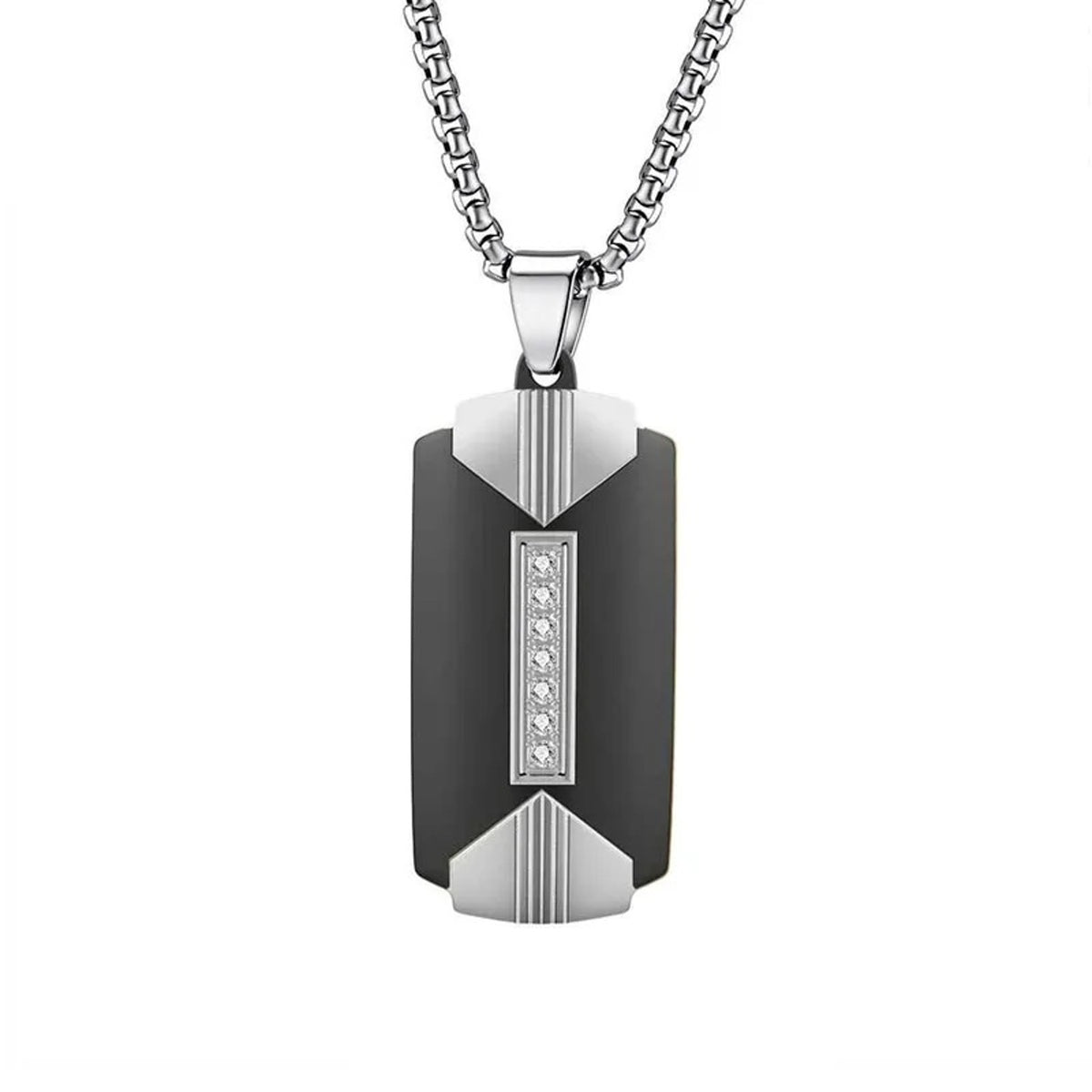 Halskette Herren Schwarz Silber 60 cm Aluminium Metall Kette Karma