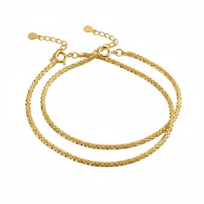 Schmuckset Gold Armband und Fußkette Edelstahl wasserfest hypoallergen rostfrei Karma