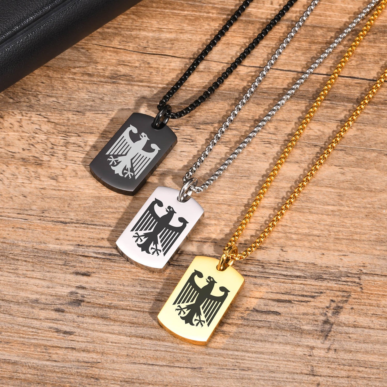 Halskette Adler Silber Edelstahl modern Herren Kette wasserfest hypoallergen Karma