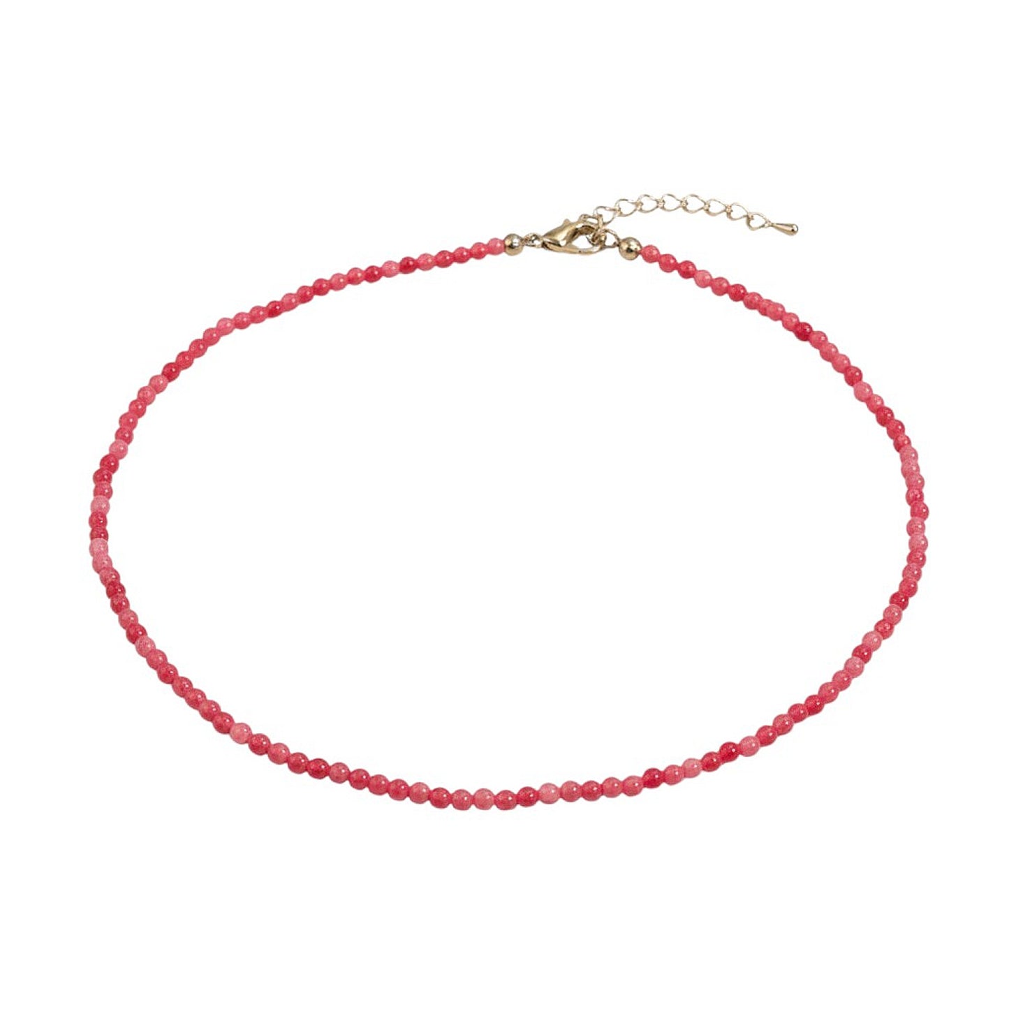 Naturstein Halskette Damen Rosenstein Pink 39 cm Kette Karma