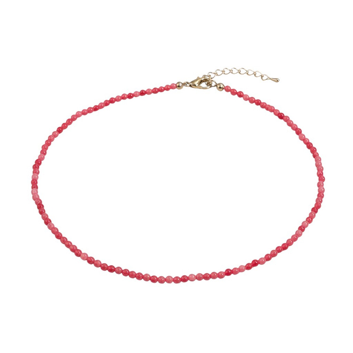 Naturstein Halskette Damen Rosenstein Pink 39 cm Kette Karma