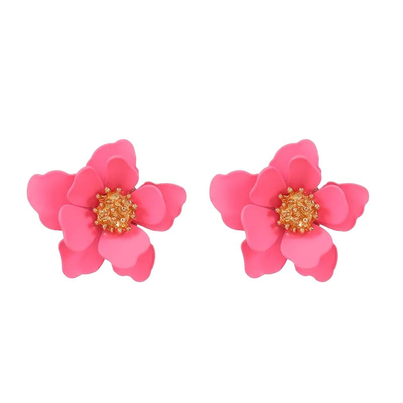 Ohrstecker Blüte Pink Kunststoff 2,5 cm Damenohrringe Ohrringe Blume KARMA