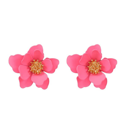 Ohrstecker Blüte Pink Kunststoff 2,5 cm Damenohrringe Ohrringe Blume KARMA