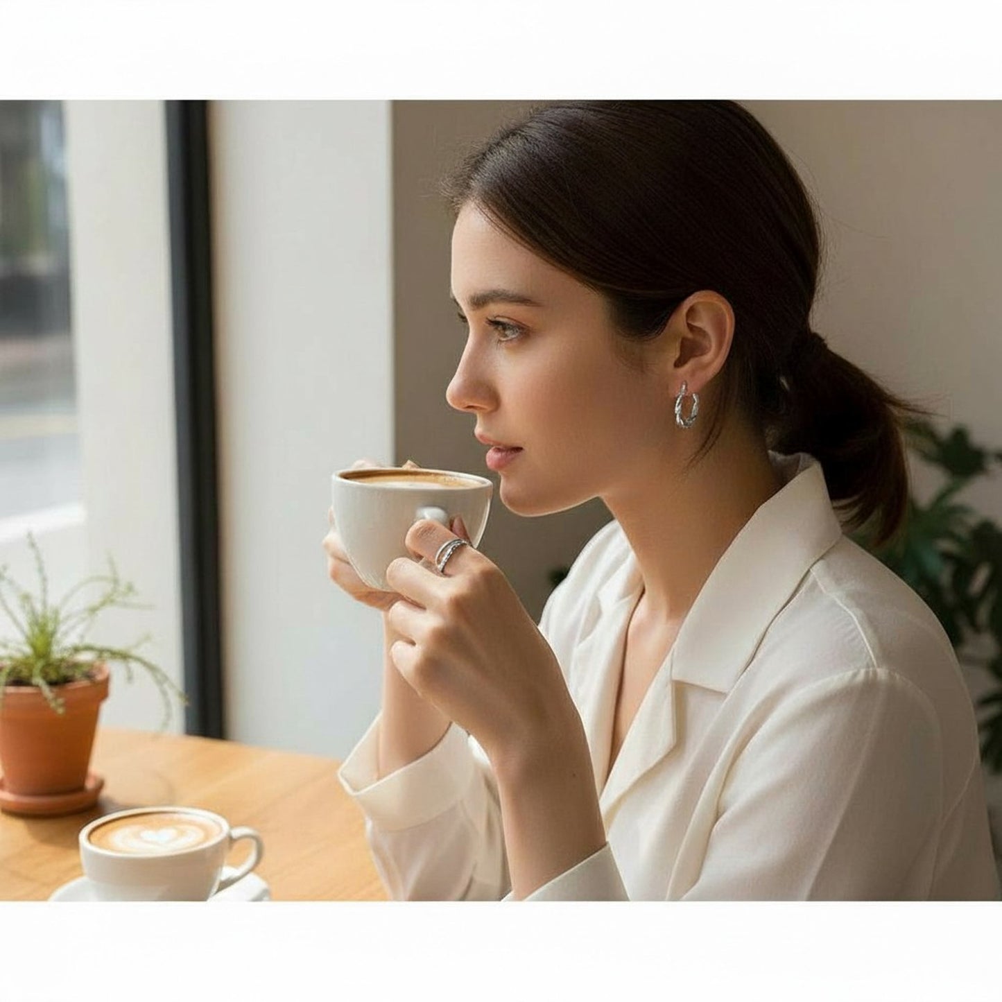 Creolen gedreht Silber Edelstahl PVD beschichtet wasserfest hypoallergen