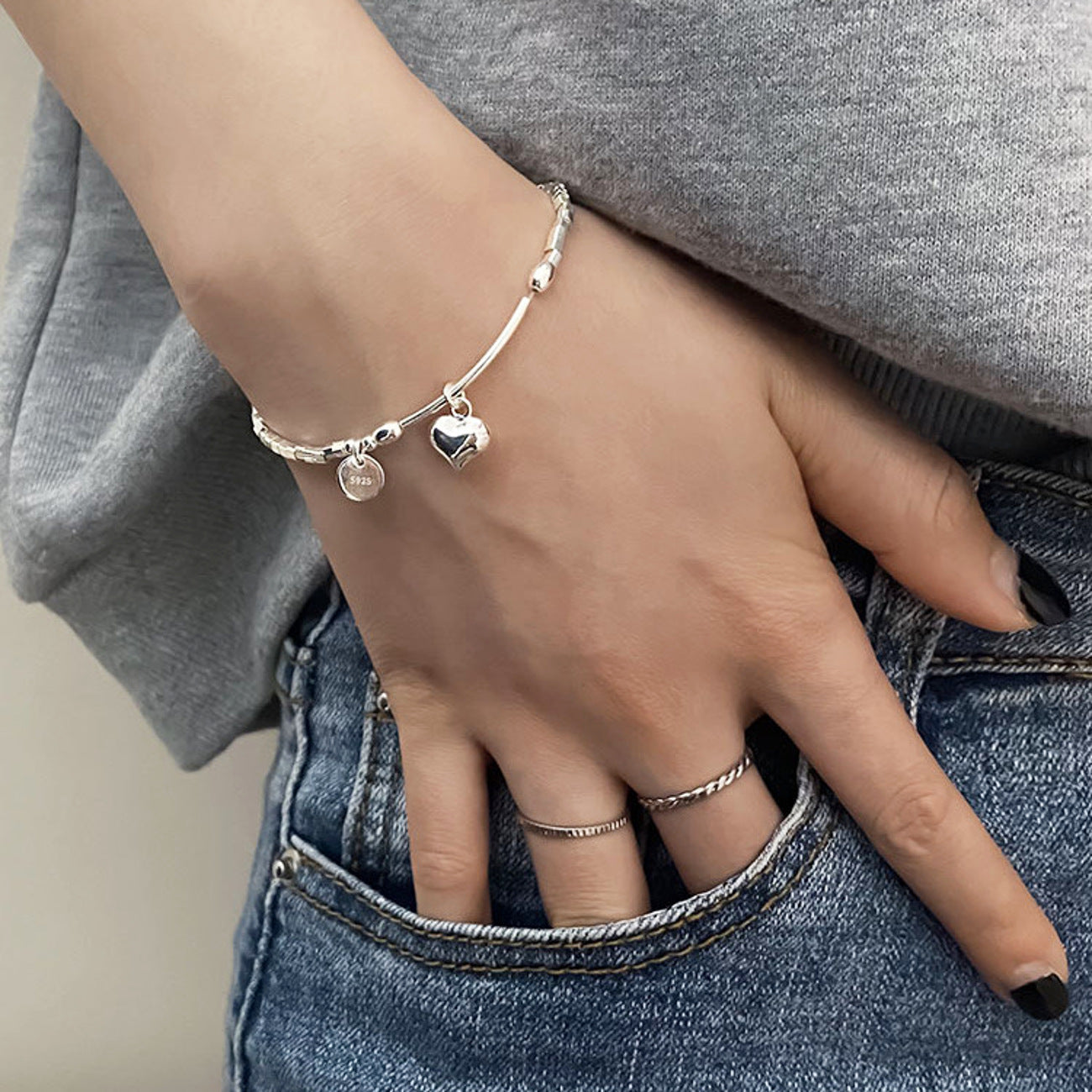 Damenarmband mit Herz aus Silber 925 KARMA
