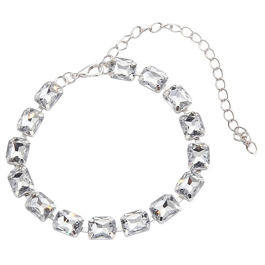 Fußkette Kristalle Silber modern Damen Fußkettchen Karma