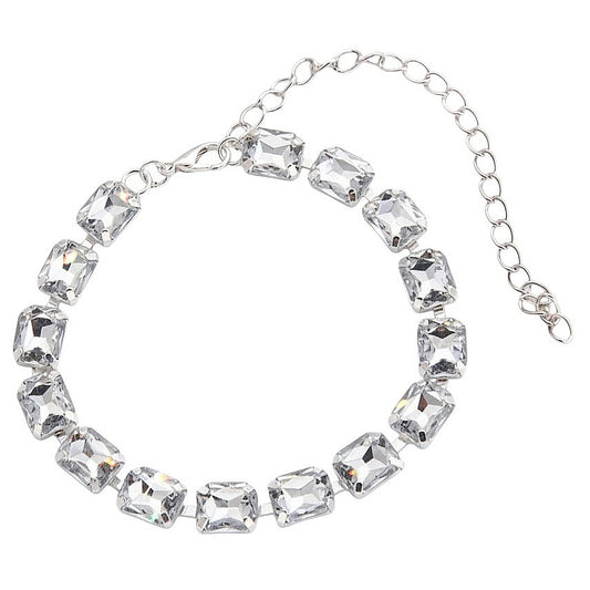 Fußkette Kristalle Silber modern Damen Fußkettchen Karma