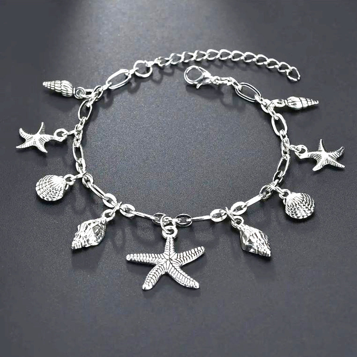 Fußkettchen Muscheln + Seestern silber KARMA