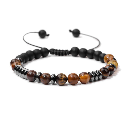 Perlenarmband Naturstein Braun Schwarz KARMA