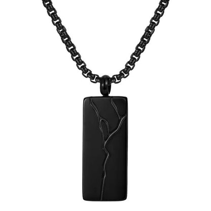 Herrenkette mit Anhänger Schwarz Edelstahl modern Kette Herren KARMA