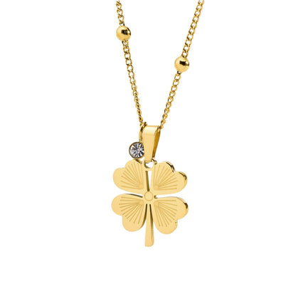 Damen Halskette Klee Gold Edelstahl 40 cm Kleekette Edelstahlkette Karma