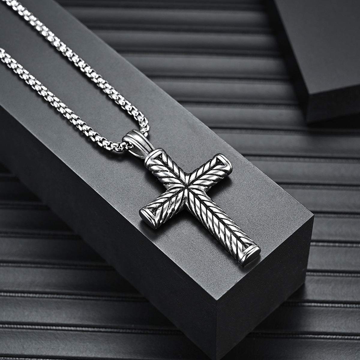 Edelstahl Halskette Herren Kreuz KARMA