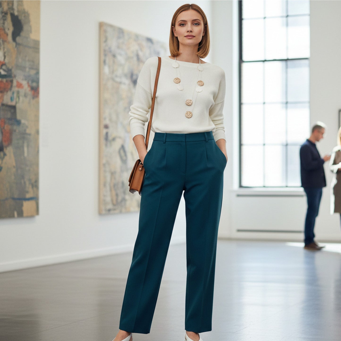 XXL Statementkette Weiß Gold 100 cm Damen Halskette Kette Karma