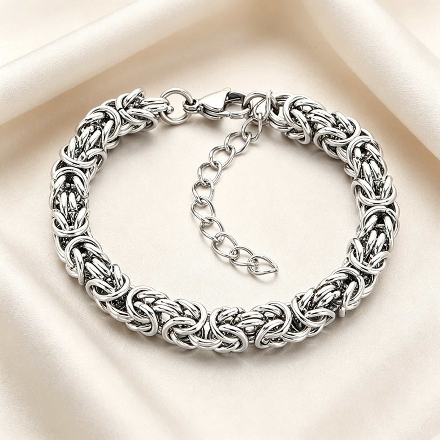 Damen Armband Silber 16 cm Edelstahl wasserfest hypoallergen verstellbares Damenarmband Karma