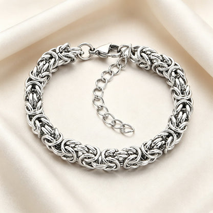 Damen Armband Silber 16 cm Edelstahl wasserfest hypoallergen verstellbares Damenarmband Karma