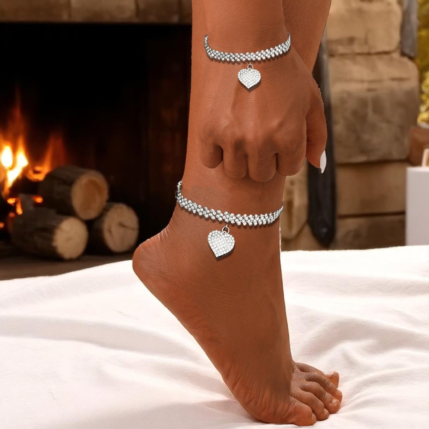 Schmuckset Fußkette & Armband Herz KARMA