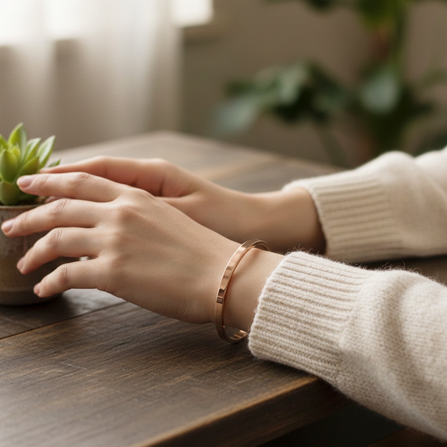 Armreif Edelstahl 4mm Rosegold Damenarmreif KARMA