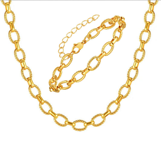 Schmuckset Armband und Halskette Edelstahl Gold KARMA