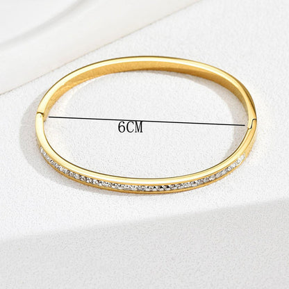 Armreif Edelstahl Gold mit Kristallen KARMA