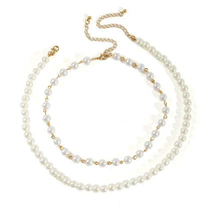 2er Set Perlenkette Weiß Gold KARMA