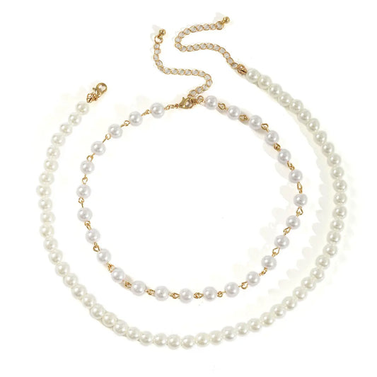 2er Set Perlenkette Weiß Gold KARMA