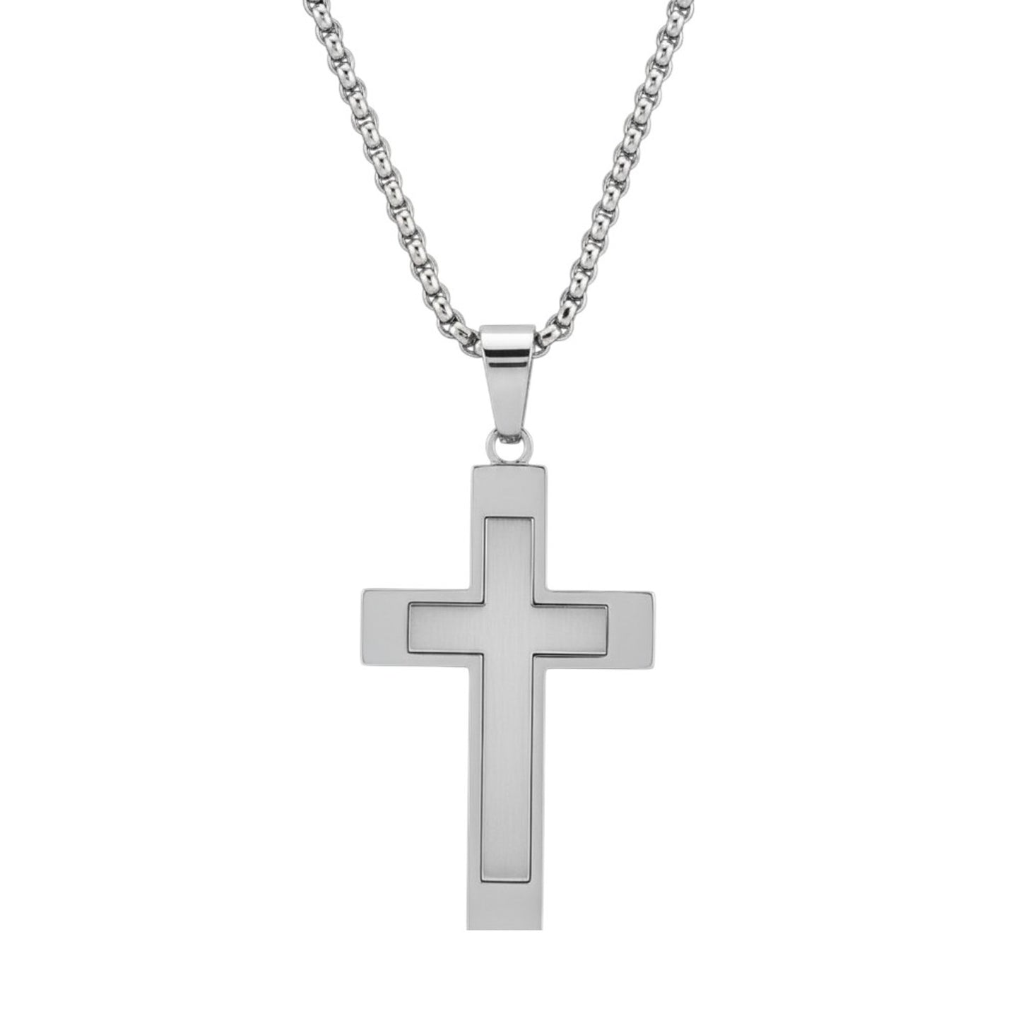Halskette Kreuz Silber Herren Kette Edelstahl wasserfest hypoallergen
