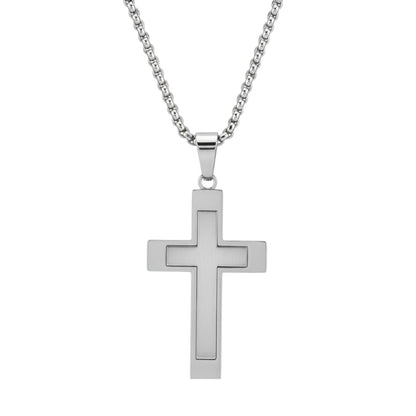 Halskette Kreuz Silber Herren Kette Edelstahl wasserfest hypoallergen