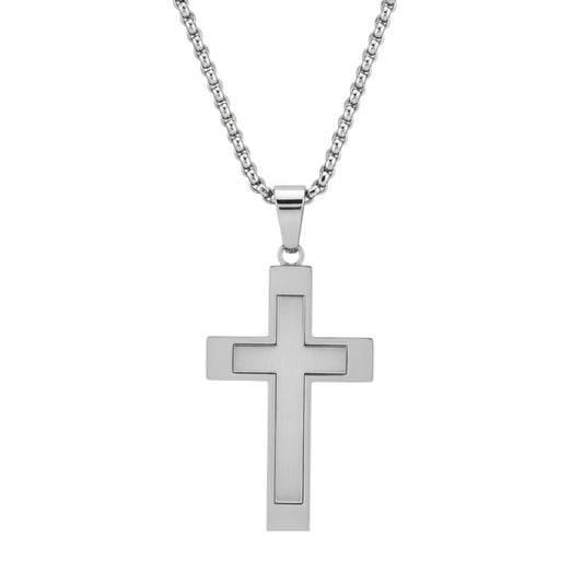 Halskette Kreuz Silber Herren Kette Edelstahl wasserfest hypoallergen