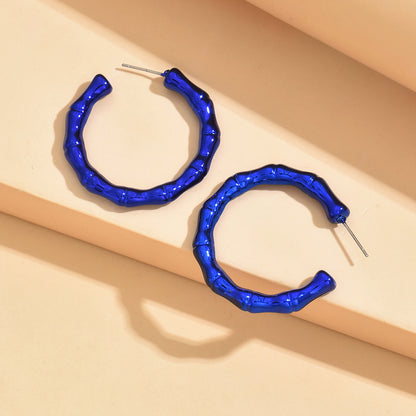 Creolen Damen Blau Acryl 3,8 cm Ohrringe extra leicht Karma