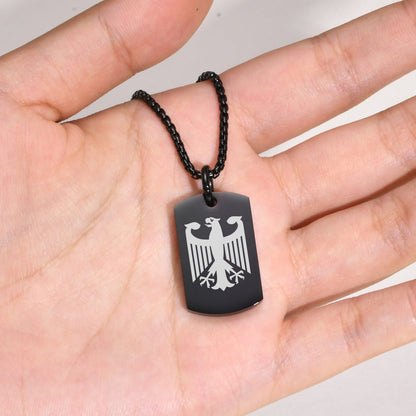 Halskette Adler Schwarz Edelstahl modern Herren Kette wasserfest hypoallergen Karma