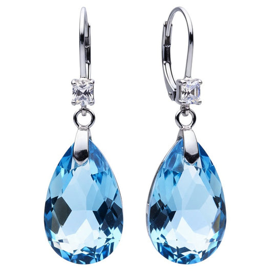 Ohrhänger Kristall Blau Damen Ohrringe Ohrschmuck