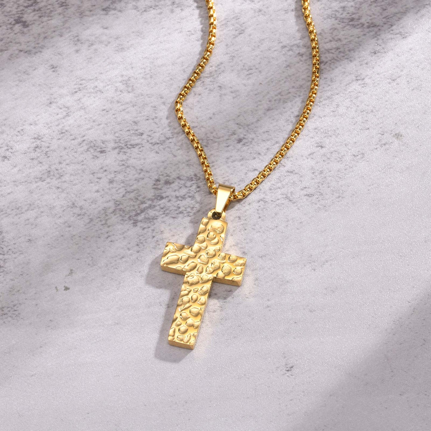 Halskette Kreuz Gold Edelstahl wasserfest hypoallergen Herren Kette KARMA