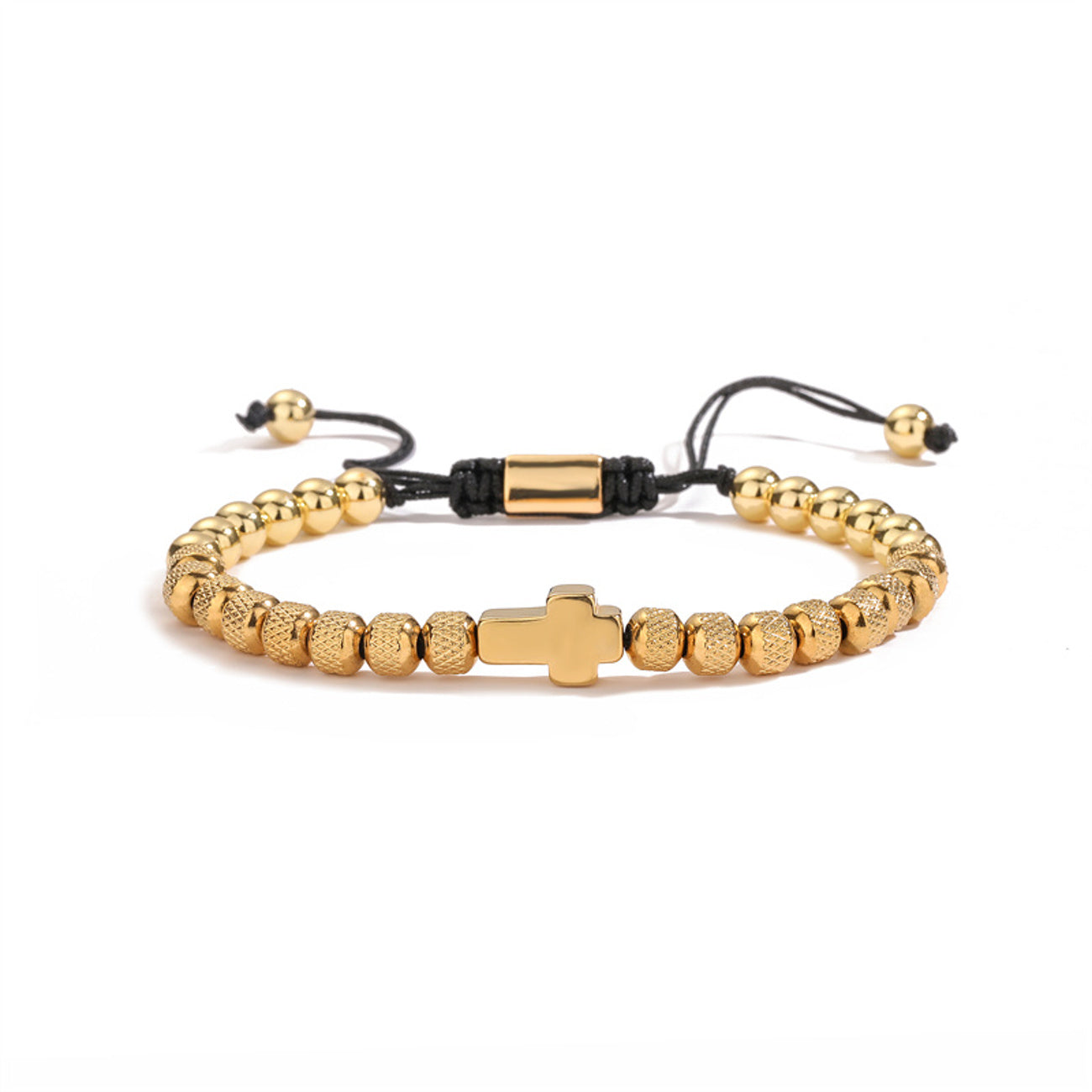 Herrenarmband mit Kreuz in Gold, Silber oder Schwarz KARMA
