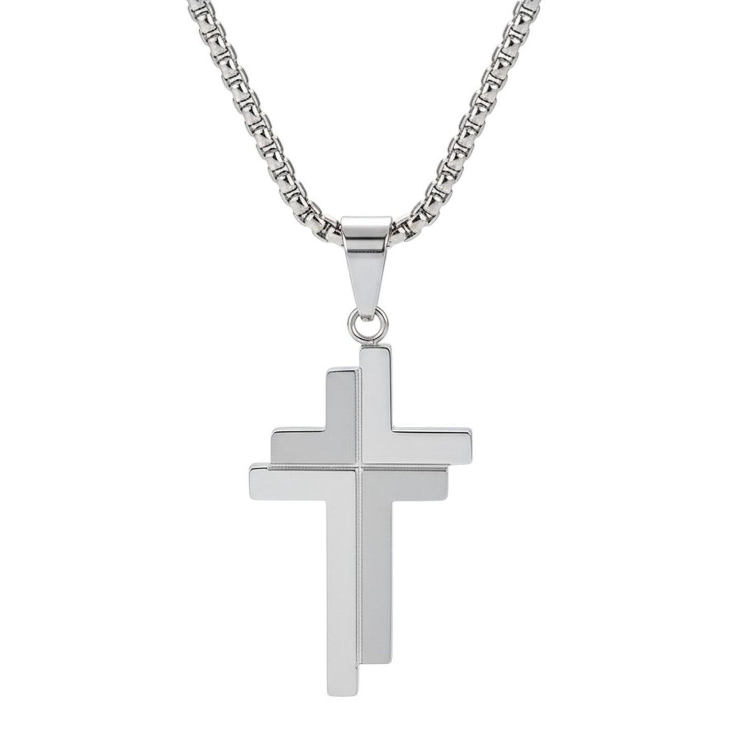 Halskette Kreuz Silber Herren Edelstahl wasserfest hypoallergen