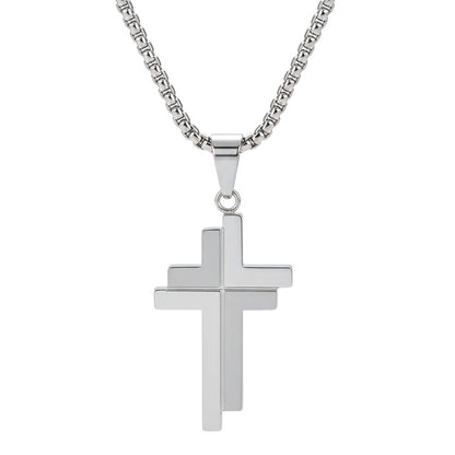 Halskette Kreuz Silber Herren Edelstahl wasserfest hypoallergen