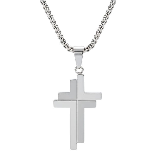 Halskette Kreuz Silber Herren Edelstahl wasserfest hypoallergen